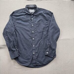 32 Bar Blues Shirt Mens Medium Blue Check Long Sleeve Button Up Cotton Casual